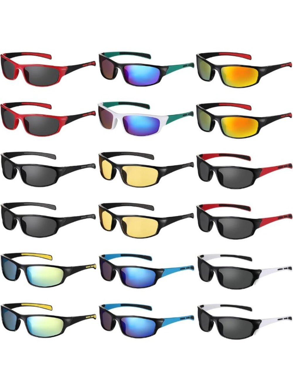 18 Pairs Sports Sunglasses for Men - Bulk Pack, UV Protection, Stylish & Durable